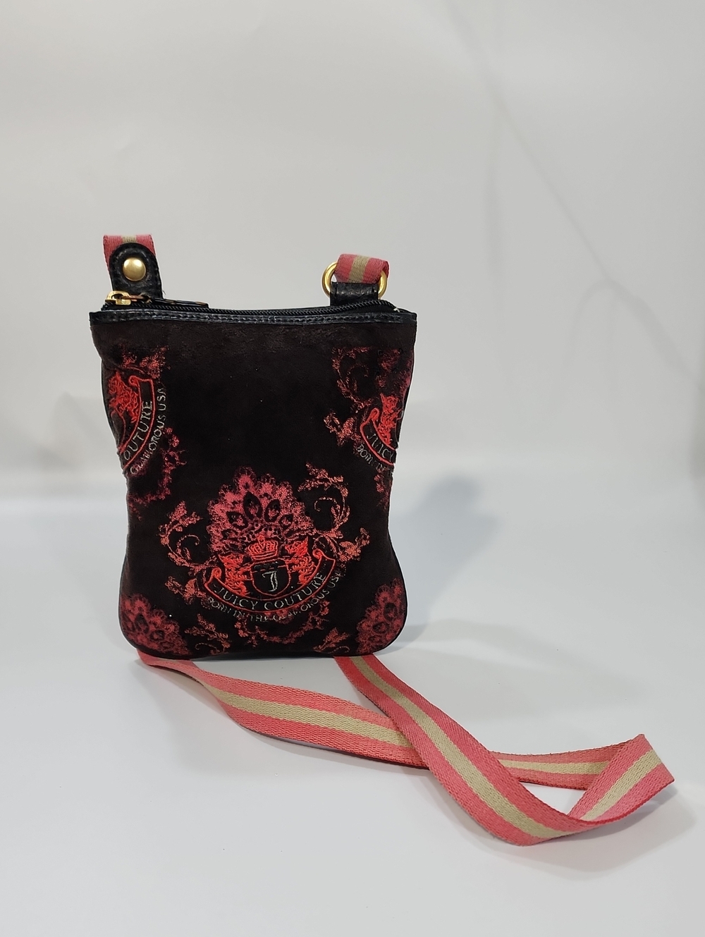 Authentic Juicy Couture Gothic Crest Velour Crossbody Bag
